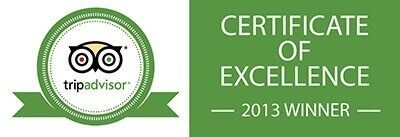 Trip Advisor: Certificate of Recommendation (2013 Winner)